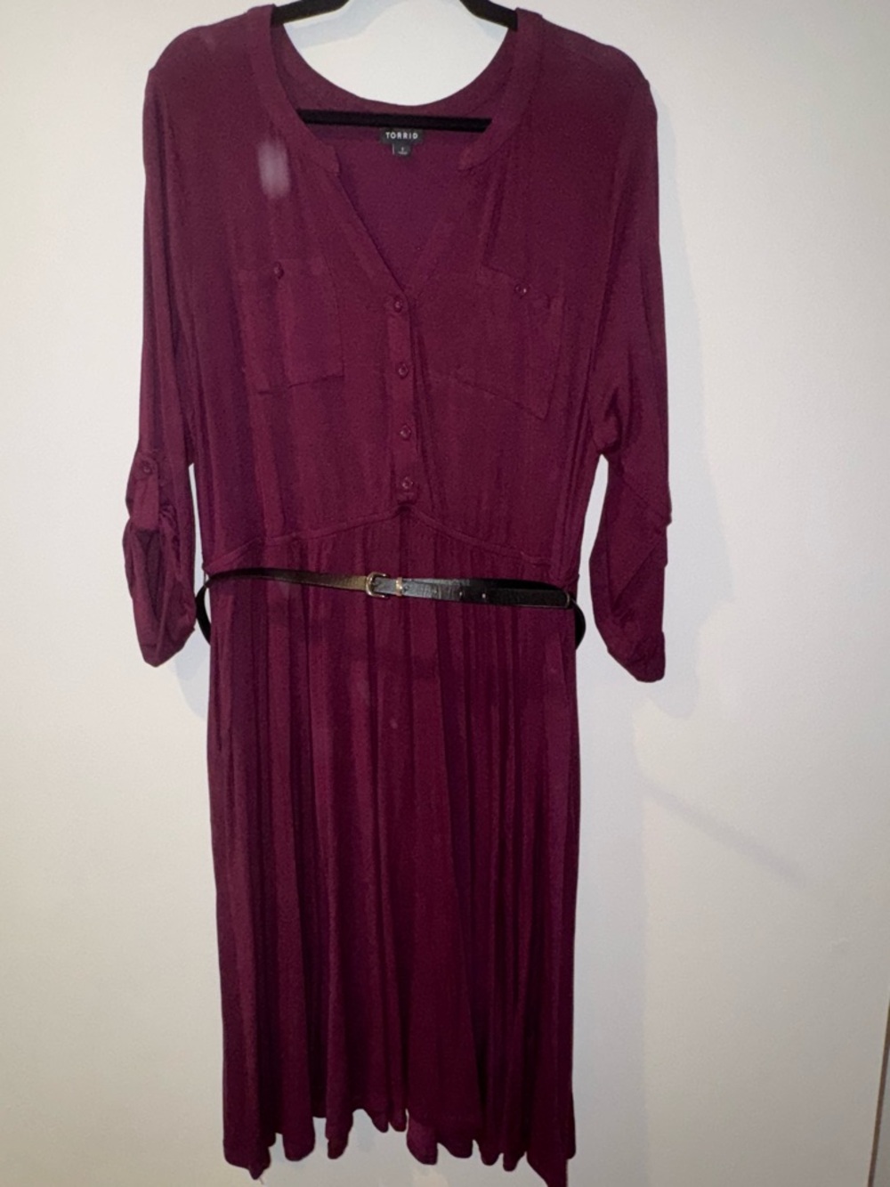 torrid Plum Button-Front Midi Shirt Dress